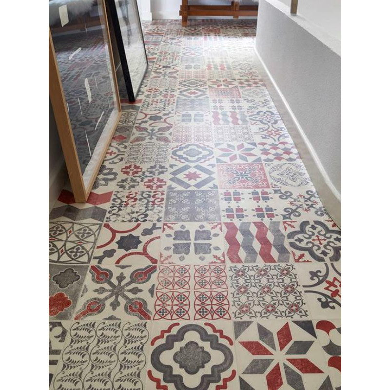 Sol PVC - Almeria Red carrelage retro rouge - Iconik Resist TARKETT- rouleau 4M