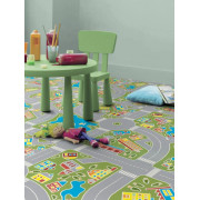 Revêtement PVC - Largeur 2m - Exclusive 300 Play - Circuit enfant MACADAM GREEN - Tarkett