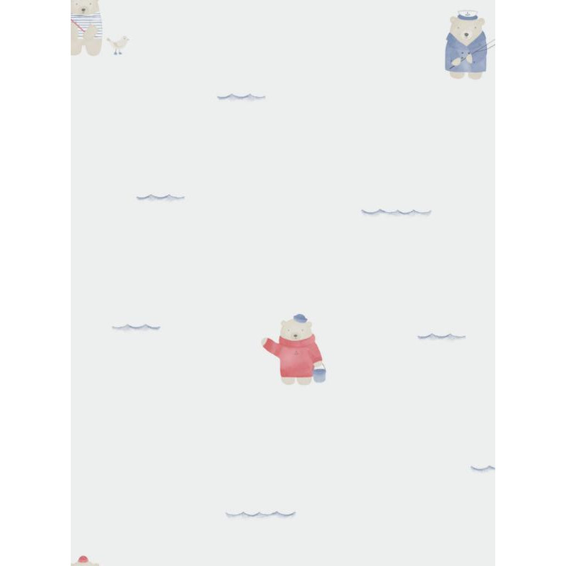 Papier peint Ours Plage bleu - MY LITTLE WORLD Casadeco - MLW29706502