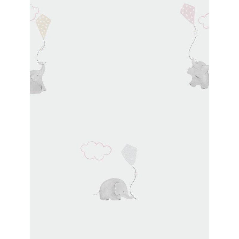 Papier peint intissé enfant à motif Elephants rose - MY LITTLE WORLD Caselio 