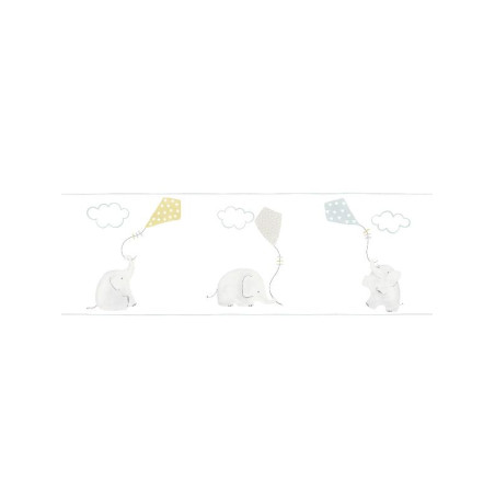 Frise enfant Eléphants bleu et jaune - MY LITTLE WORLD - Casadeco - MLW29766311