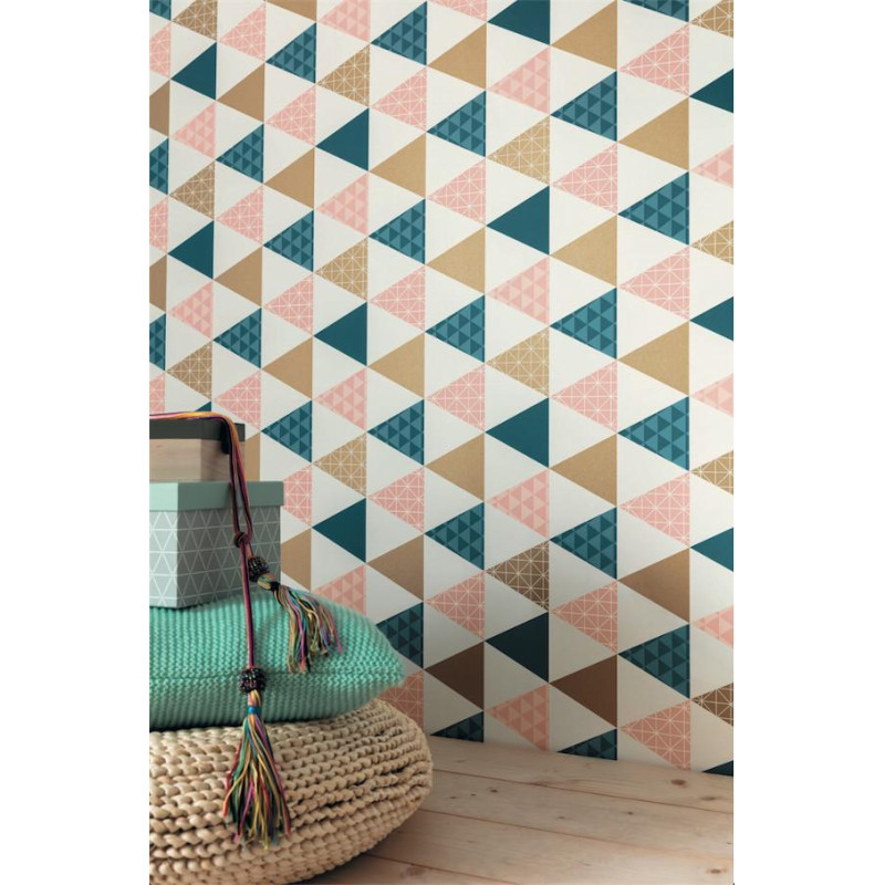 Papier peint Triangle rose et bleu - TONIC - Caselio - TONI69444109