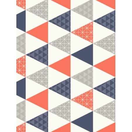 Papier peint Triangle bleu et corail - TONIC - Caselio - TONI69443813