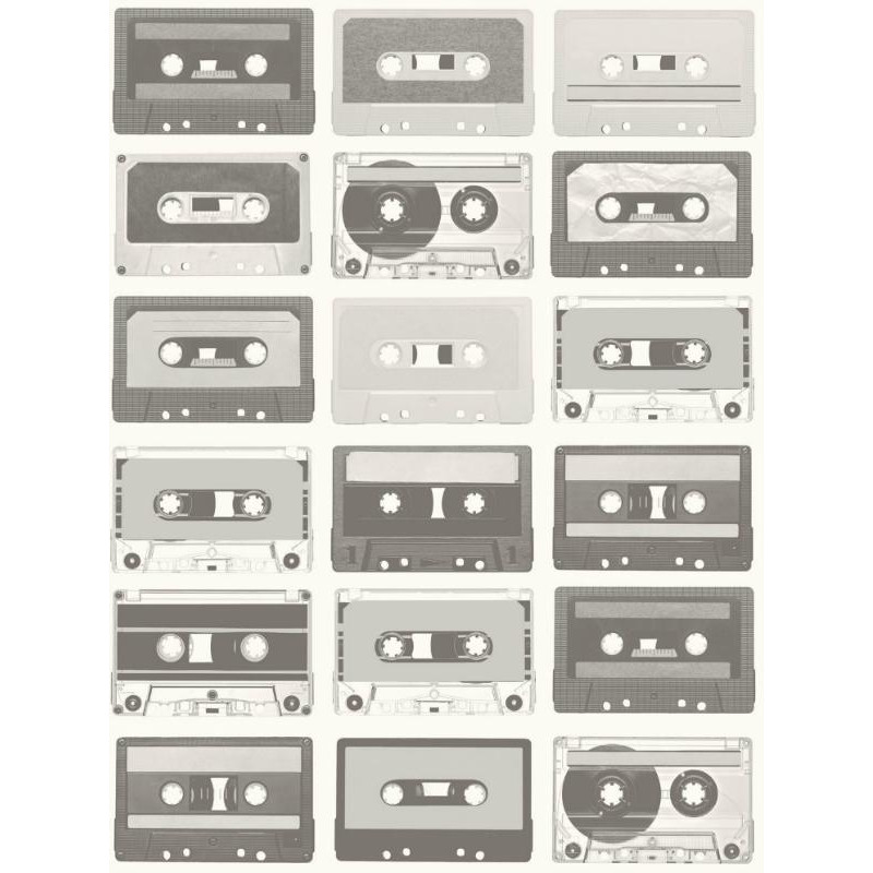 Papier peint intissé Cassettes noir et blanc - TONIC Caselio