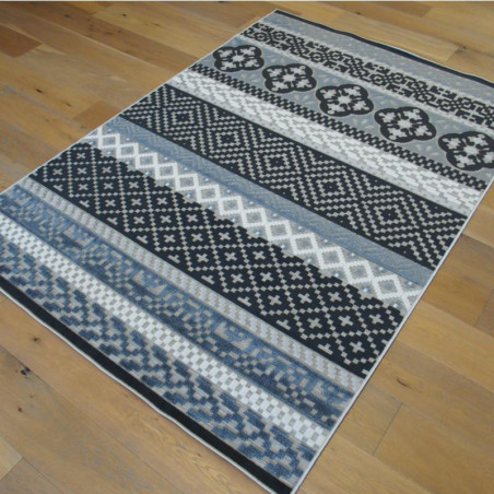 Tapis corde et poil ras Retro à motifs géométriques - 160x230cm - FLOW