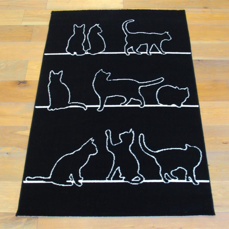 Tapis velours ras "Chats noir et blanc" - Flash BALTA 120x170