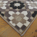 Tapis corde et poil ras Retro à motifs carreaux de ciment beige taupe - 120x170cm - FLOW