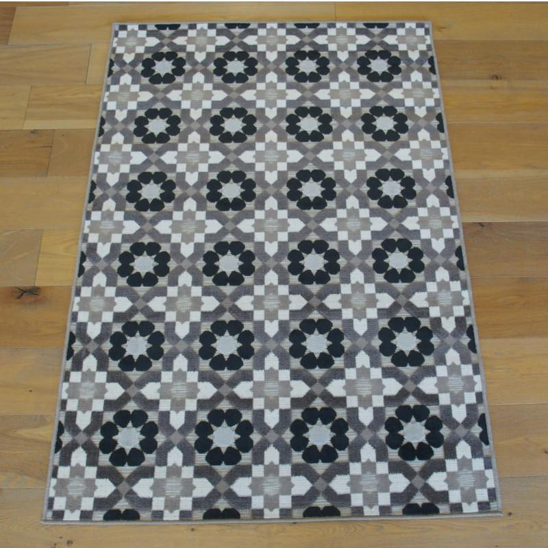 Tapis poil court - Blanc et jaune - 120 x 170 cm