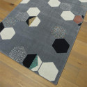 Tapis motif Hexagones fond gris foncé - 120x170cm - Canvas