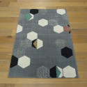 Tapis motif Hexagones fond gris foncé - 120x170cm - Canvas