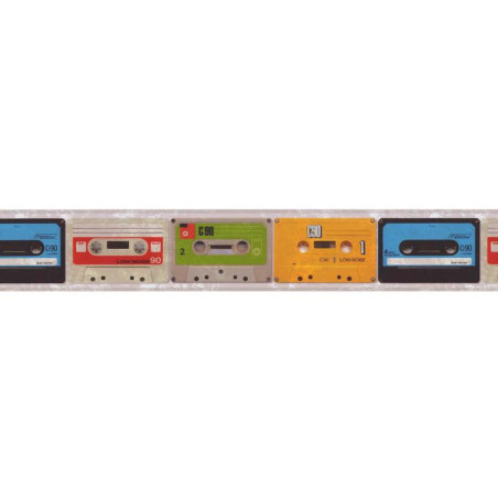 Frise adhésive K7 vintage multicolore - Lutèce - 64151002-A