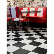 Sol PVC - Echiquier carrelage damier noir et blanc - Iconik Life  - Tarkett - rouleau 4M
