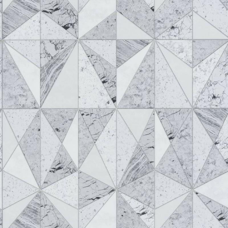 Papier peint géométrique effet marbre gris - Material - Caselio