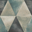 Papier peint Triangles Métallisés bleu et cuivre - HEXAGONE - Ugepa - L62501