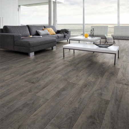 Sol PVC - Factory Pecan parquet gris foncé - Primetex GERFLOR - rouleau 4M