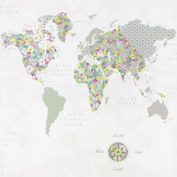 Papier peint WorldMap vert jaune - PRETTY LILI - Caselio - PRLI69185070