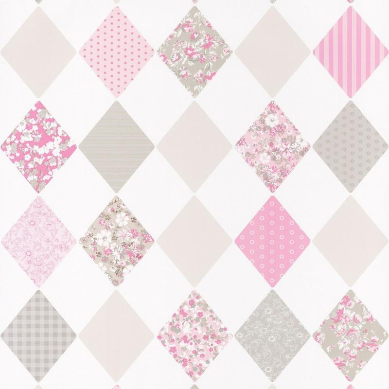 Papier peint Losange rose gris - PRETTY LILI - Caselio - PRLI69164018