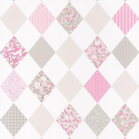 Papier peint Losange rose gris - PRETTY LILI - Caselio - PRLI69164018