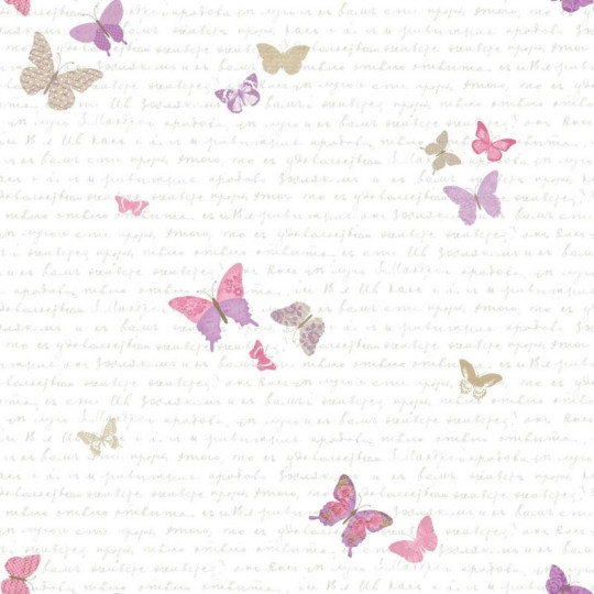Papier peint pour enfant Papillons, rose et violet, PRETTY LILI, CASELIO