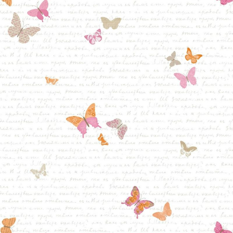 Papier peint Papillons rose et orange - PRETTY LILI - CASELIO - PRLI69104035