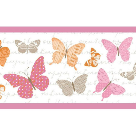 Frise Papillons rose et orange - PRETTY LILI - Caselio - PRLI69114030