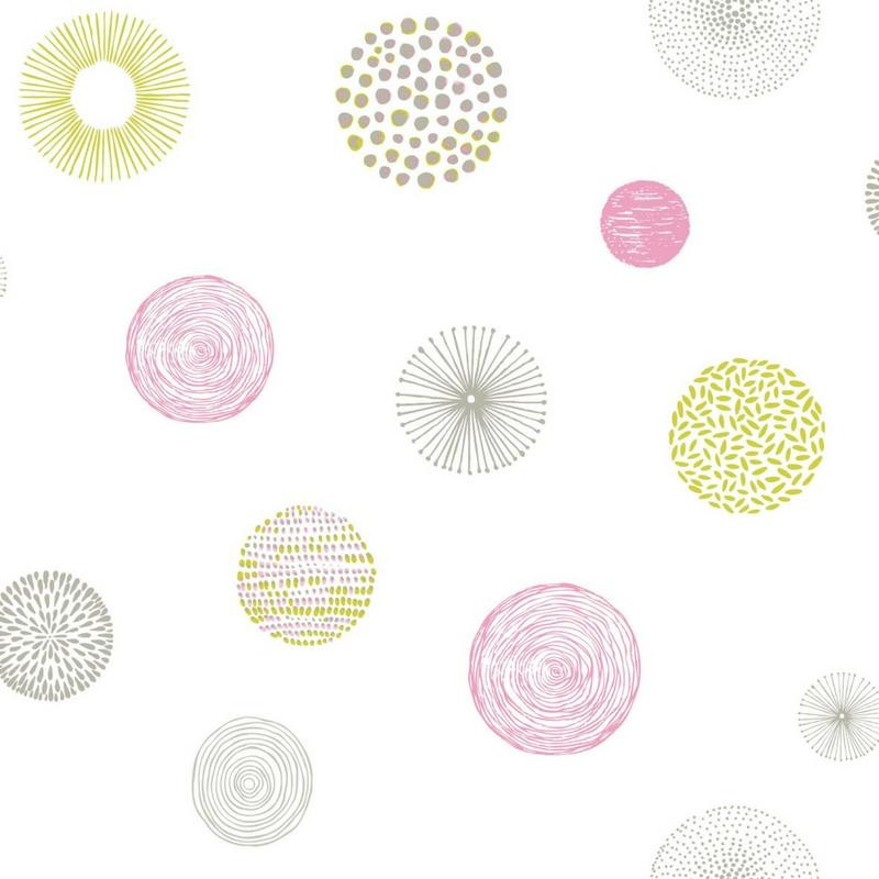 Papier peint Rond Graph rose et vert - PRETTY LILI - Caselio - PRLI69244077