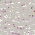 Papier peint pour enfant Darling, gris et violet PRETTY LILI, CASELIO