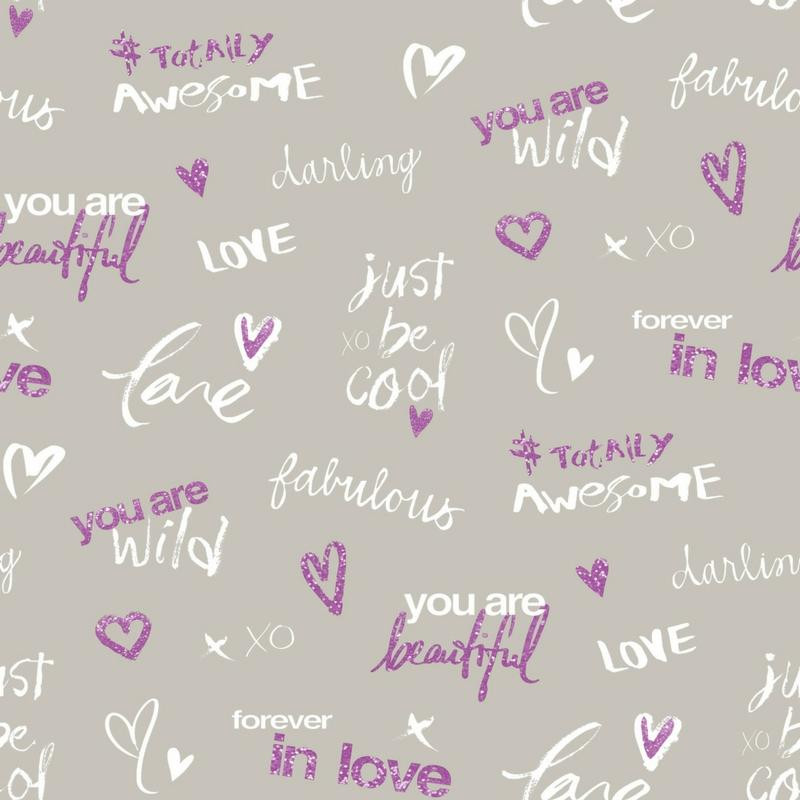 Papier peint Darling violet gris - PRETTY LILI - Caselio - PRLI69145050
