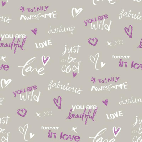Papier peint Darling violet gris - PRETTY LILI - Caselio - PRLI69145050