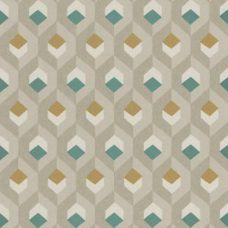 Papier peint Hexacube beige, vert et doré - HELSINKI - Casadeco - HELS82057407