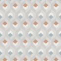 Papier peint Hexacube  taupe, bleu et terracotta - HELSINKI - Casadeco - HELS82051120