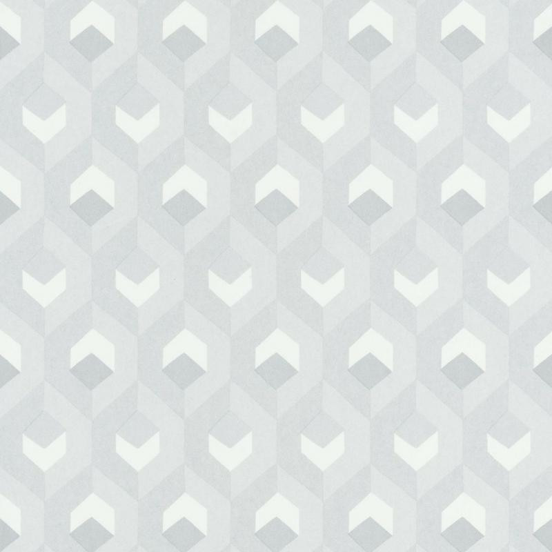Papier peint Hexacube gris, blanc et argent - HELSINKI - Casadeco - HELS82050102