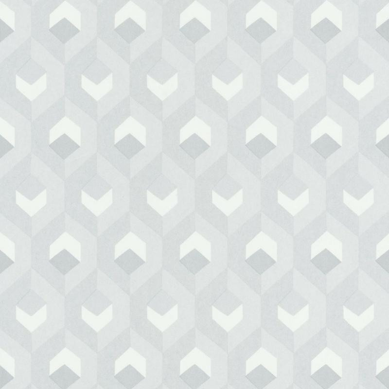 Papier peint Hexacube gris, blanc et argent - HELSINKI - Casadeco - HELS82050102