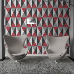 Papier peint Triangles rouge et gris - GRAPHIQUE - Ugepa - J679-10/GRA19009