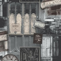 Papier peint Boutique vintage gris - VOYAGES - Ugepa - VOY19056 / L134-09