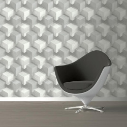 Papier peint Cubes gris et blanc - GRAPHIQUE - Ugepa - GRA19034 / L201-09