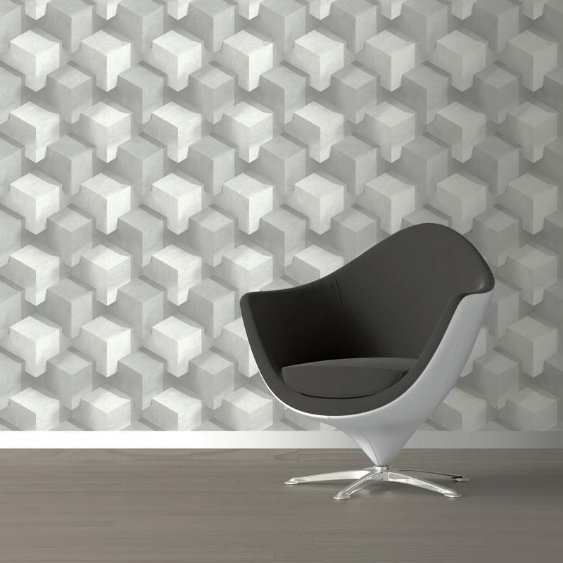 Papier peint Cubes gris et blanc - GRAPHIQUE - Ugepa - GRA19034 / L201-09