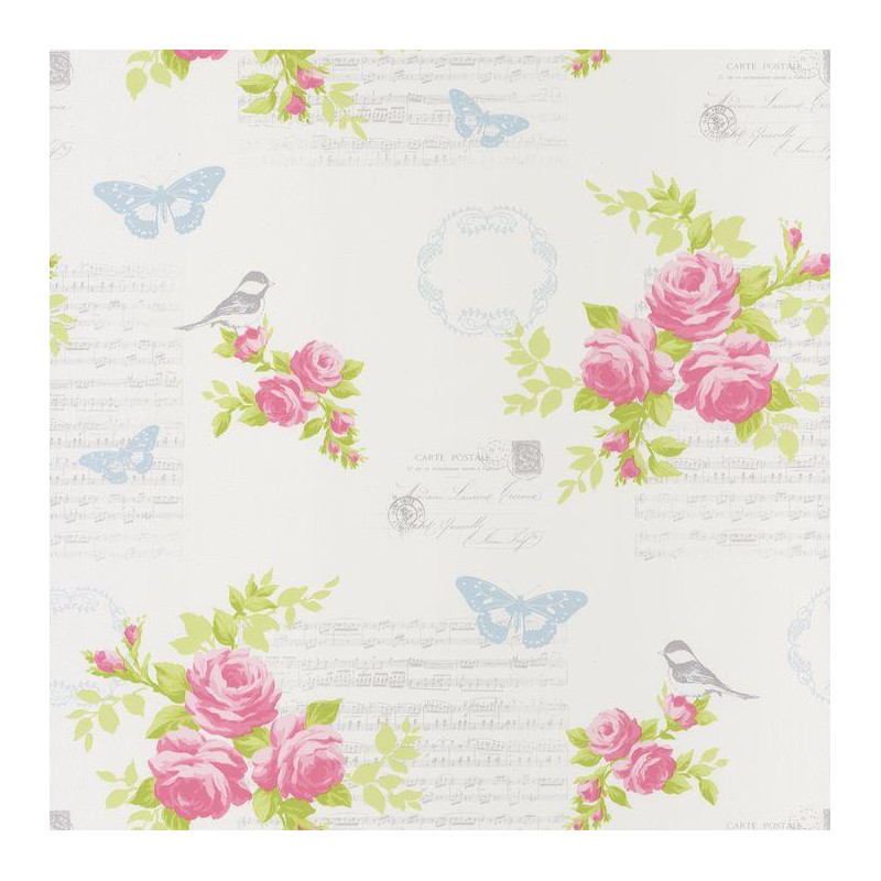 Papier peint Fleur Romantique rose et vert - ASHLEY - Caselio - ASHL69334275