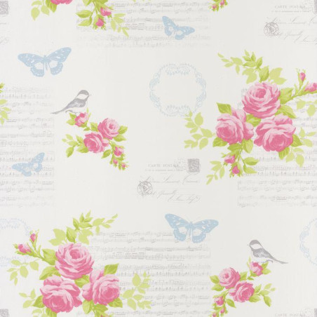 Papier peint Fleur Romantique rose et vert - ASHLEY - Caselio - ASHL69334275