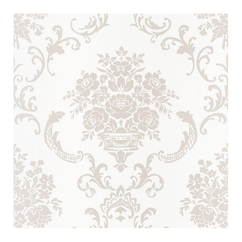 Papier peint Ornement Floral gris et blanc - ASHLEY - Caselio - ASHL69349004
