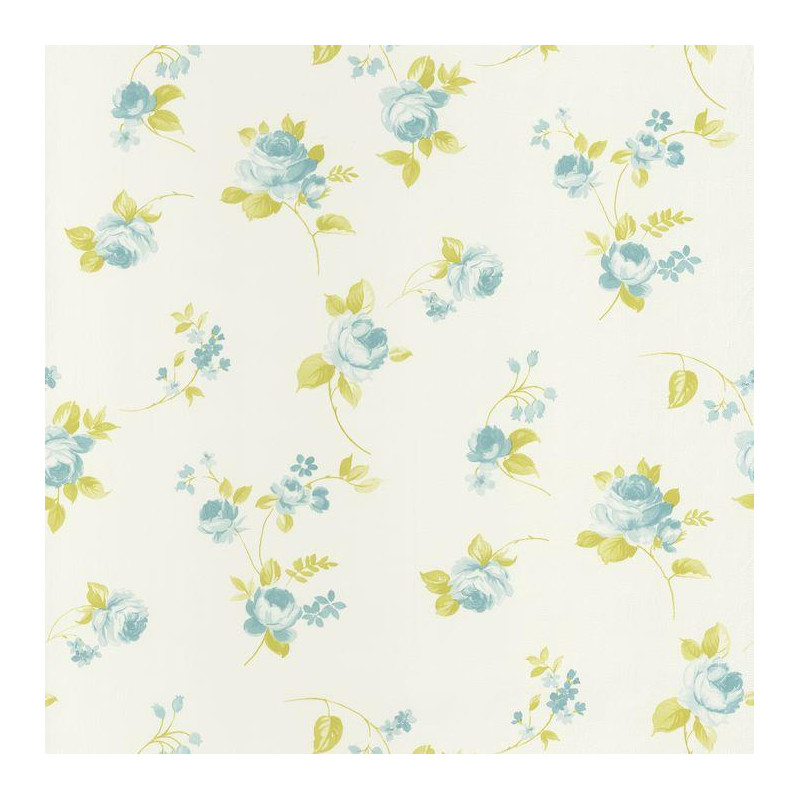Papier peint Fleur Placée bleu et blanc cassé - ASHLEY - Caselio - ASHL69366077