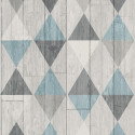 Papier peint intissé Triangles bleu imitation bois - COLLAGE Erismann