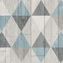 Papier peint intissé Triangles bleu imitation bois - COLLAGE Erismann