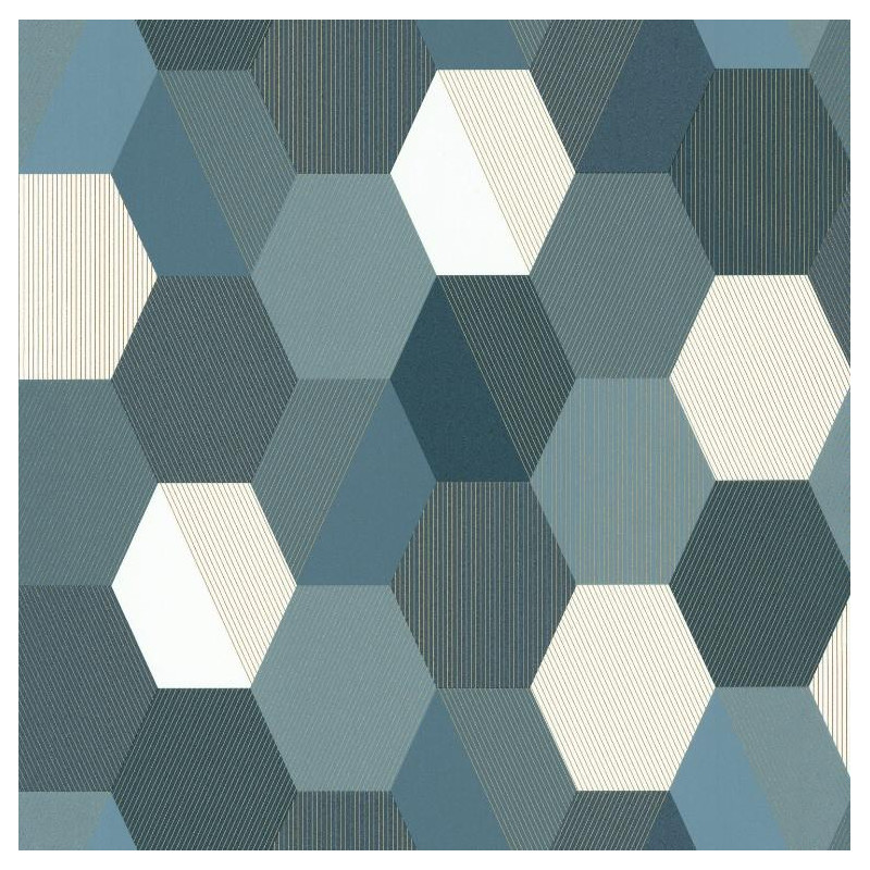 Papier peint Hexagon bleu foncé - SPACES - Caselio - SPA100106067