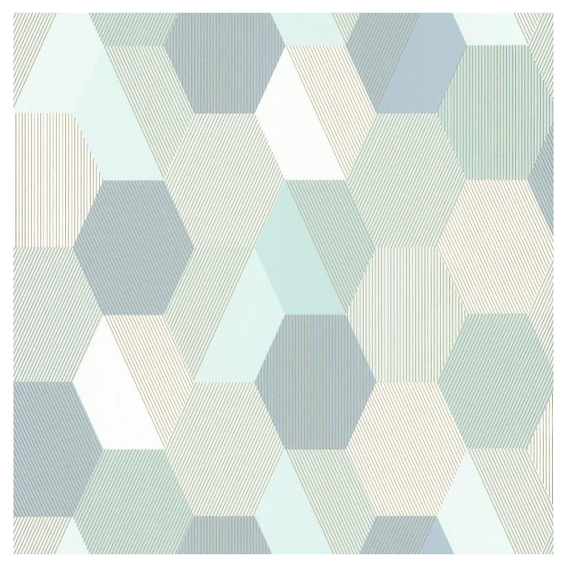Papier peint Hexagon bleu vert - SPACES - Caselio - SPA100107077