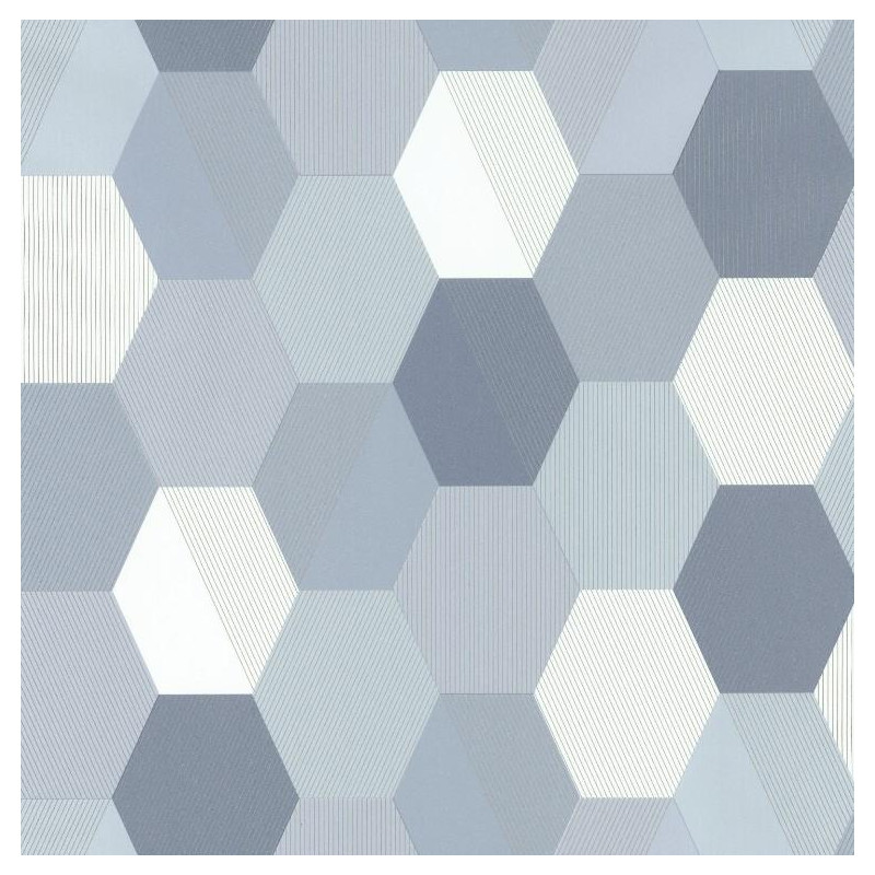 Papier peint Hexagon bleu gris - SPACES - Caselio - SPA100109909