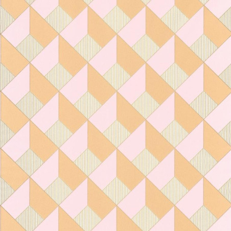 Papier peint Square Losange Rose/Orangé – SPACES – Caselio