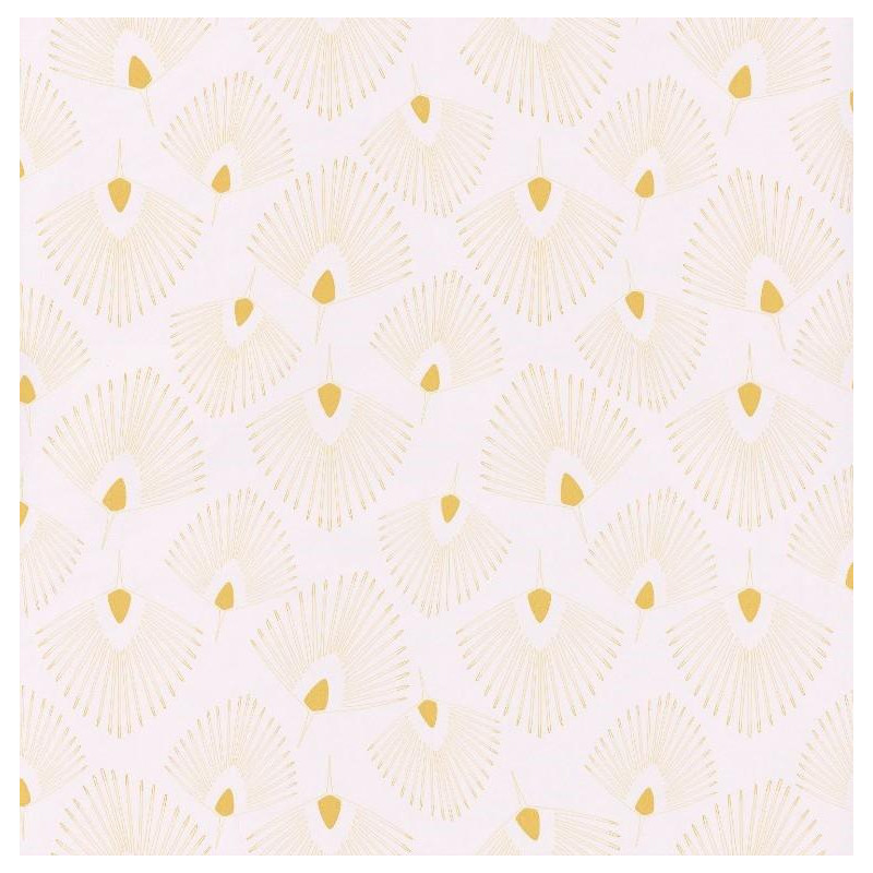 Papier peint Eventails jaune sur fond beige – JUNGLE - Caselio