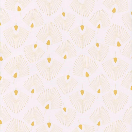 Papier peint Eventails jaune sur fond beige – JUNGLE - Caselio