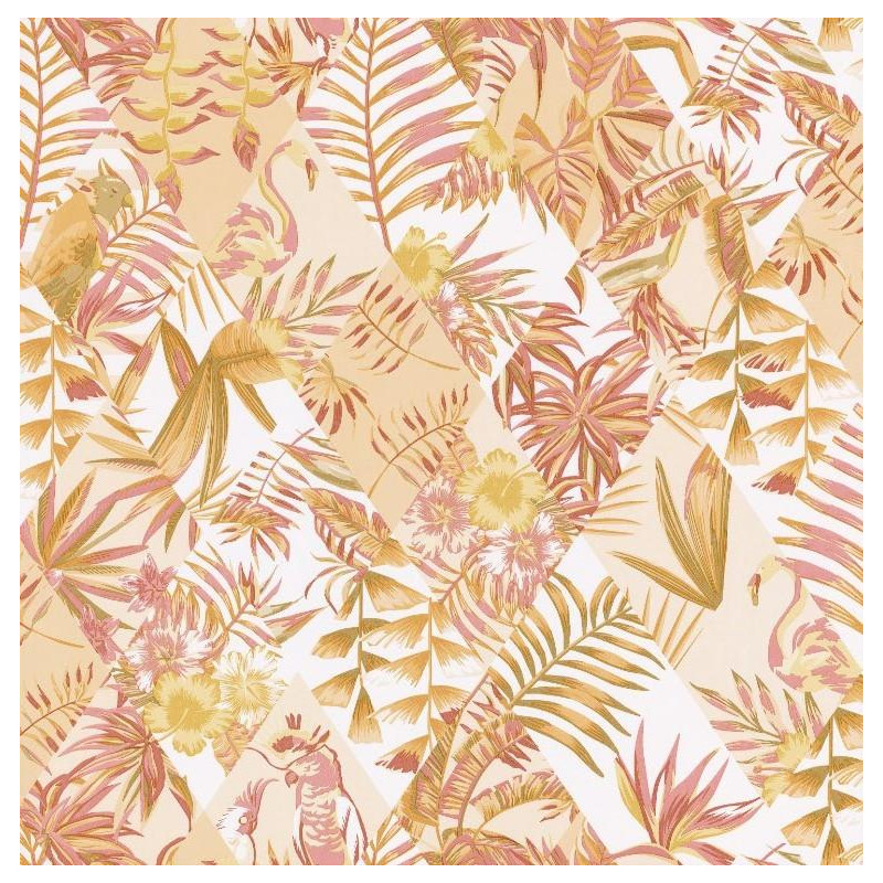 Papier peint Paradise Motifs tropicaux et triangulaires rose – JUNGLE - Caselio